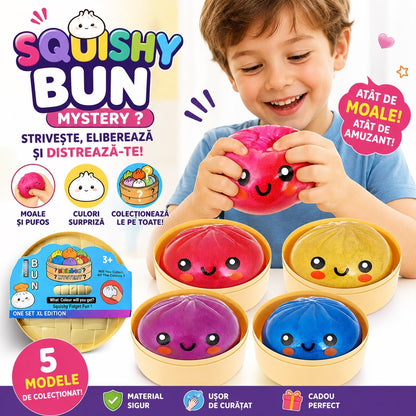 Jucărie Antistres Squishy Dumpling Gigant cu Sclipici și Bile din Gel, 15 cm, Culoare Aleatorie
