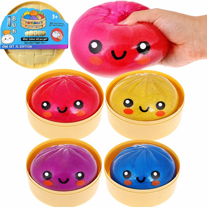 Jucărie Antistres Squishy Dumpling Gigant cu Sclipici și Bile din Gel, 15 cm, Culoare Aleatorie