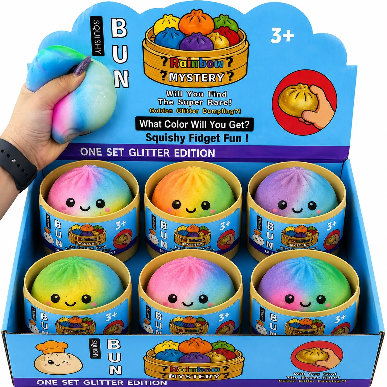 Jucărie Antistres Squishy Dumpling Multicolor cu Spumă, 8,5 cm, Slow Rising, Model Aleatoriu