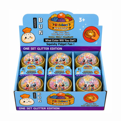 Jucărie Antistres Squishy Dumpling Transparent cu Bile Multicolore, 8,5 cm, Model Aleatoriu