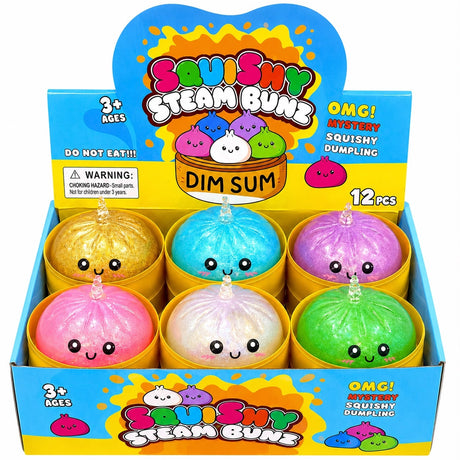 Jucărie Antistres Squishy Dumpling Unicorn cu Apă și Sclipici, 8.5 cm – Moale, Elastică, Senzorială
