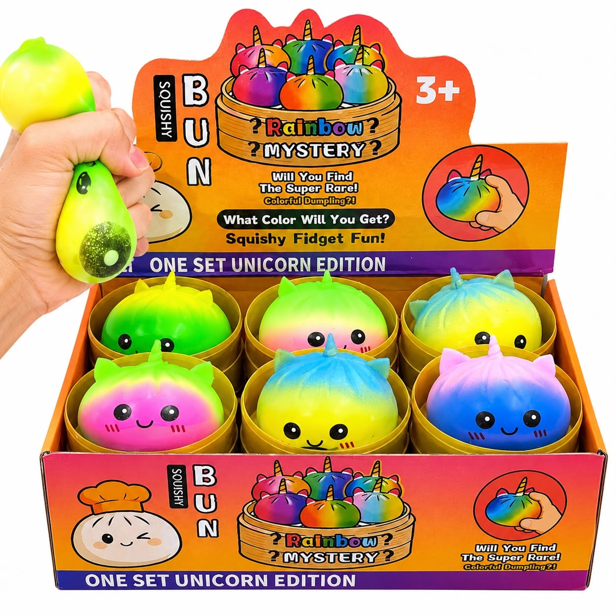 Jucărie Antistres Squishy Dumpling Unicorn cu Spumă, 8,5 cm, Model Aleatoriu
