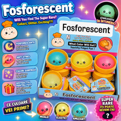 Jucărie Antistres Squishy Fosforescentă cu sclipici si bile din gel , 8.5 cm – Model Aleatoriu, Glow in the Dark