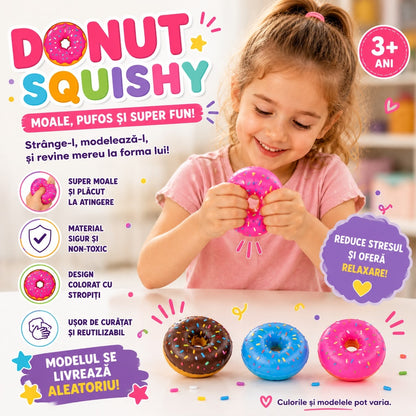 Jucărie Antistres Squishy Gogoașă (Donut), Moale și Elastică, Model Aleatoriu