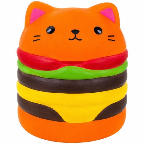 Jucărie Antistres Squishy Hamburger Pisică, Moale și Elastică, Slow Rising, Fidget Toy pentru Copii