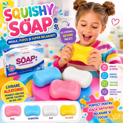 Jucărie Antistres Squishy în Formă de Săpun, din Spumă Moale, Model și Culoare Aleatorie, 3+ Ani