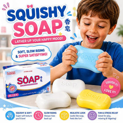 Jucărie Antistres Squishy în Formă de Săpun, din Spumă Moale, Model și Culoare Aleatorie, 3+ Ani