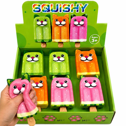 Jucărie Antistres Squishy Înghețată Pisică, 13cm Model Aleatoriu, Spumă Moale, Super Drăguță