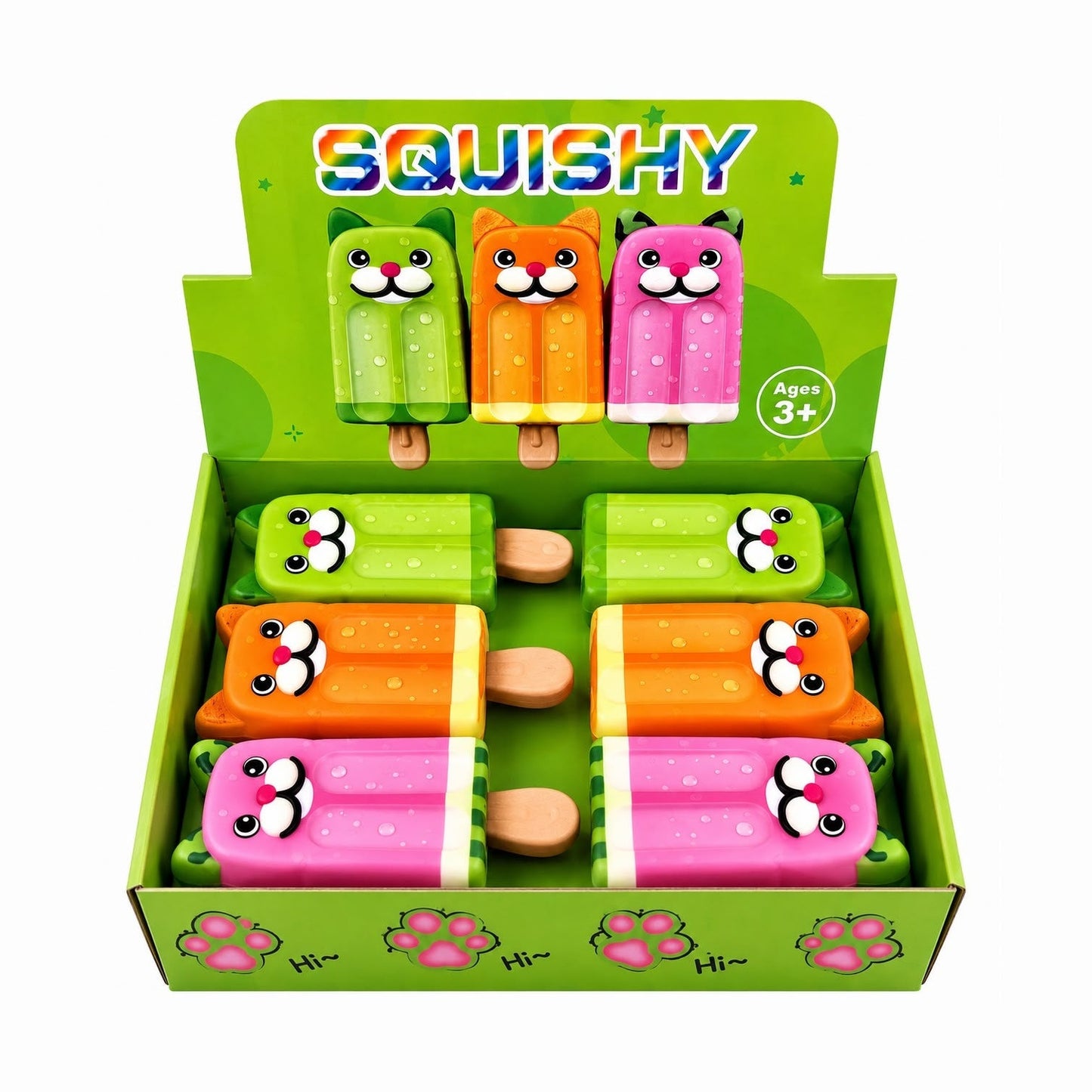 Jucărie Antistres Squishy Înghețată Pisică, 13cm Model Aleatoriu, Spumă Moale, Super Drăguță