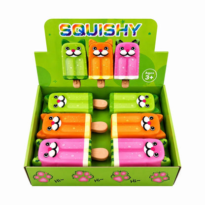 Jucărie Antistres Squishy Înghețată Pisică, 13cm Model Aleatoriu, Spumă Moale, Super Drăguță