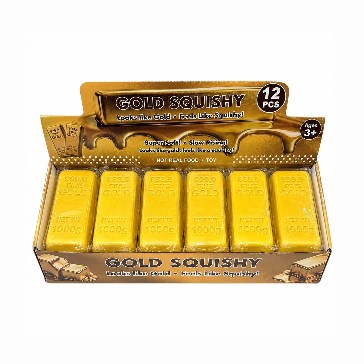 Jucărie Antistres Squishy Lingou de Aur 13 cm, Moale și Elastică, Design Gold Bar, Relaxare și Distracție