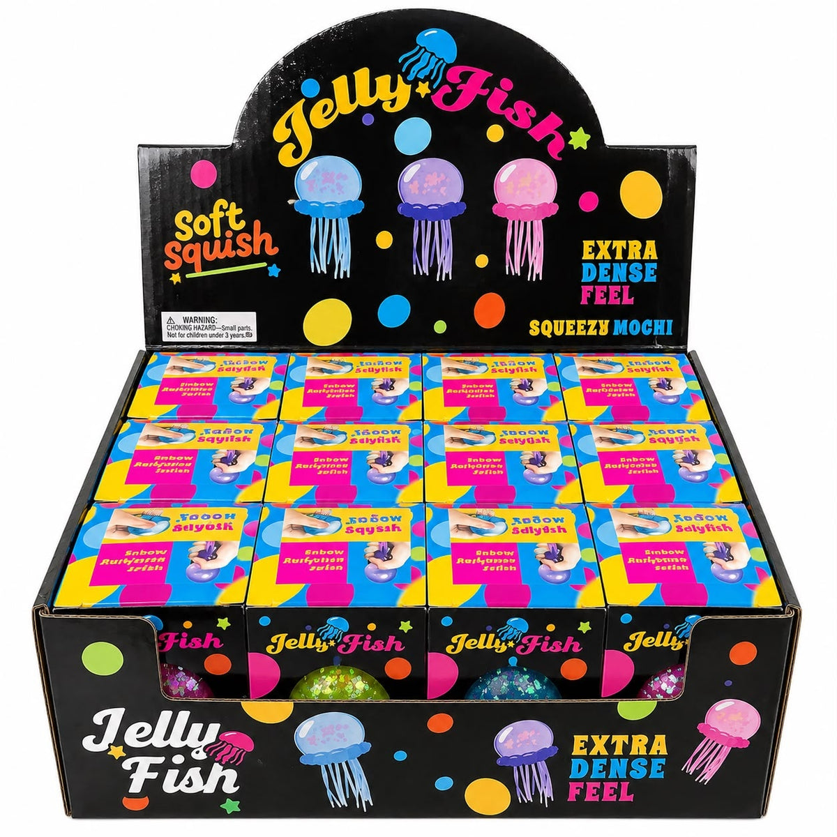 Jucărie Antistres Squishy Meduză cu Sclipici , 7 cm, Culoare Aleatorie, Moale și Elastică