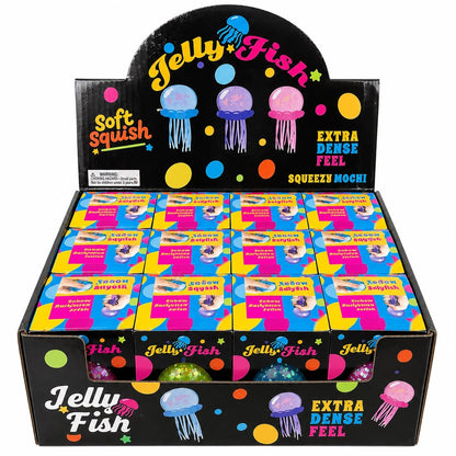 Jucărie Antistres Squishy Meduză cu Sclipici , 7 cm, Culoare Aleatorie, Moale și Elastică