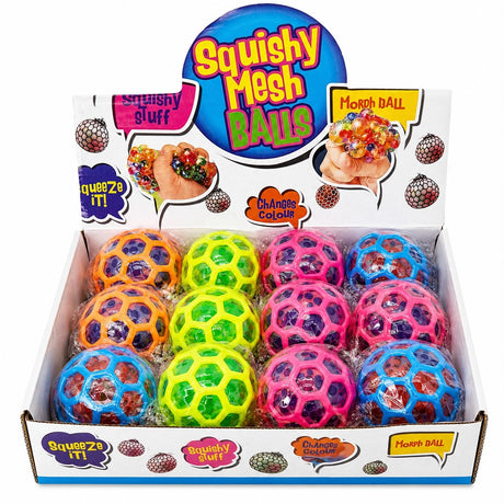 Jucărie Antistres Squishy Mesh Ball cu Bile de Gel în Interior – Minge Senzorială Elastică