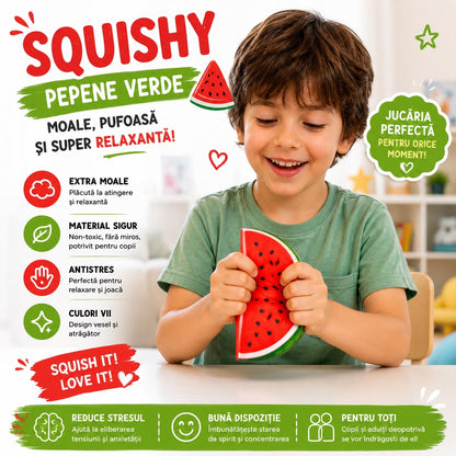 Jucărie Antistres Squishy Pepene Verde, Moale și Elastică, Slow Rising, Fidget Toy pentru Copii