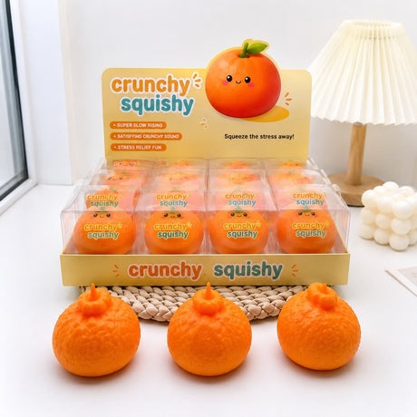 Jucărie Antistres Squishy Portocală Crunchy, Moale și Elastică, Textură Crunchy, Model Fruct
