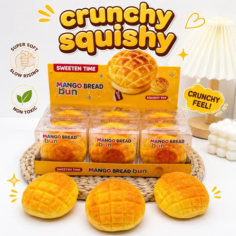 Jucărie Antistres Squishy Prăjitură Crunchy, Model Pâinică Dulce, Textură Senzorială și Sunet Crunchy