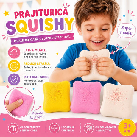 Jucărie Antistres Squishy Prăjiturică Moale – Slow Rising, Model Aleatoriu, 3+ Ani
