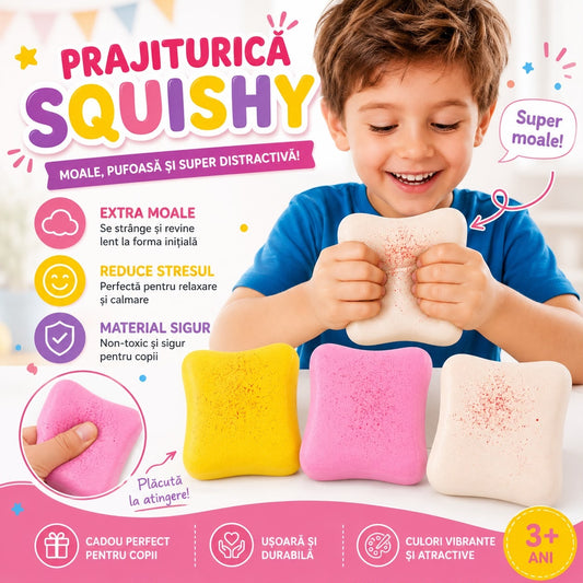 Jucărie Antistres Squishy Prăjiturică Moale – Slow Rising, Model Aleatoriu, 3+ Ani