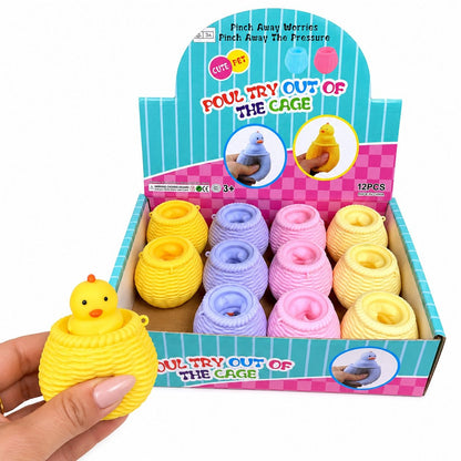 Jucărie Antistres Squishy Pui în Cuib Pop-Up – Jucărie Senzorială Interactivă pentru Copii