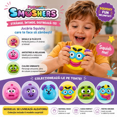 Jucărie Antistres Squishy Smushers, 10cm, Personaj Amuzant, Moale și Elastică, Model Aleatoriu