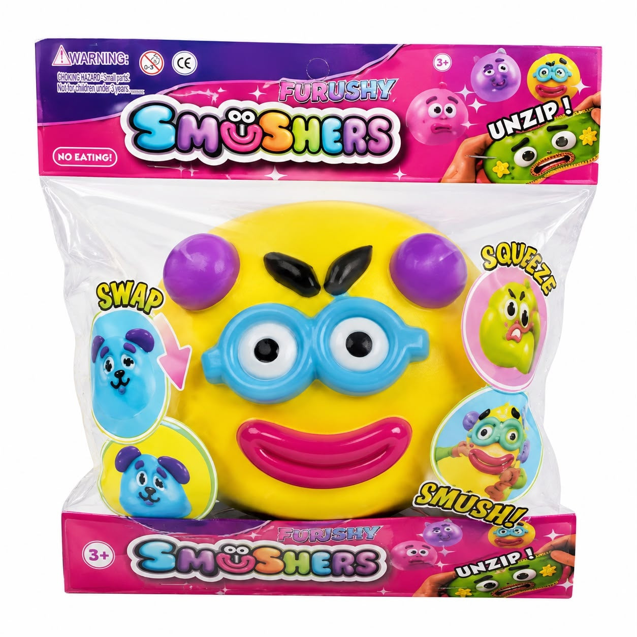 Jucărie Antistres Squishy Smushers, 10cm, Personaj Amuzant, Moale și Elastică, Model Aleatoriu