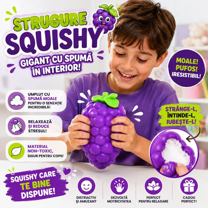 Jucărie Antistres Squishy Strugure Gigant 20 cm – Squishy cu Spumă Moale, Senzorială, Relaxare