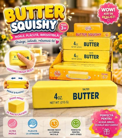 Jucărie Antistres Squishy Unt Gigant 23 cm – Slow Rising, Spumă Moale Premium, Model Realist Butter