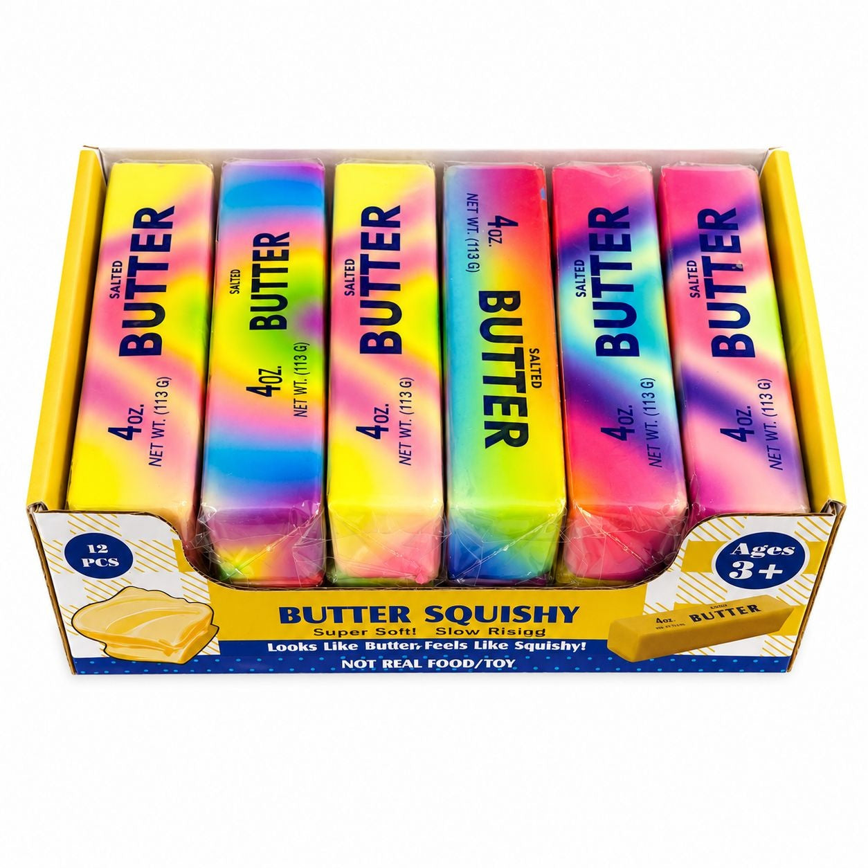 Jucărie Antistres Squishy Unt Multicolor 13 cm – Super Moale, Model Curcubeu