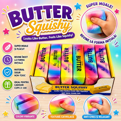Jucărie Antistres Squishy Unt Multicolor 13 cm – Super Moale, Model Curcubeu