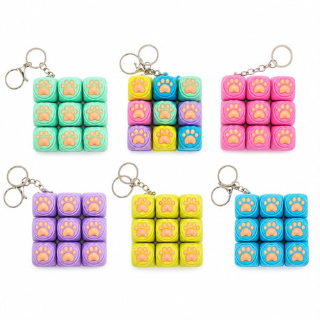 Jucărie Antistres Tastatură Pop It cu Lumini LED și Breloc – Mini Fidget Sensory Toy, Model Lăbuță