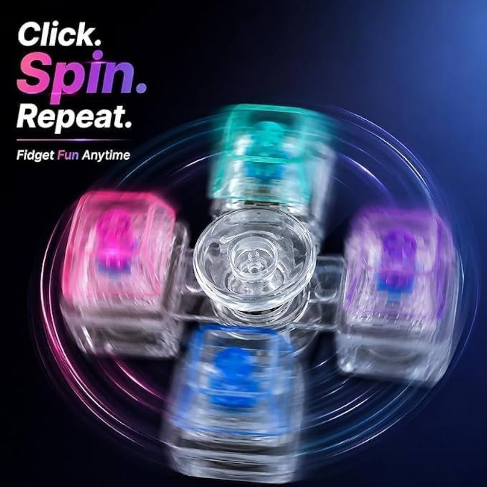 Jucărie Breloc Antistres Spinner cu 5 Taste și Lumini LED | Fidget Spinner Luminos pentru Relaxare