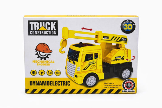 Jucarie camion cu excavator, lumini si sunete, 18 cm