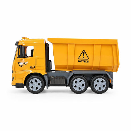 Jucarie camion interactiv galben cu lumini si muzica, functie bump and go, 22 cm