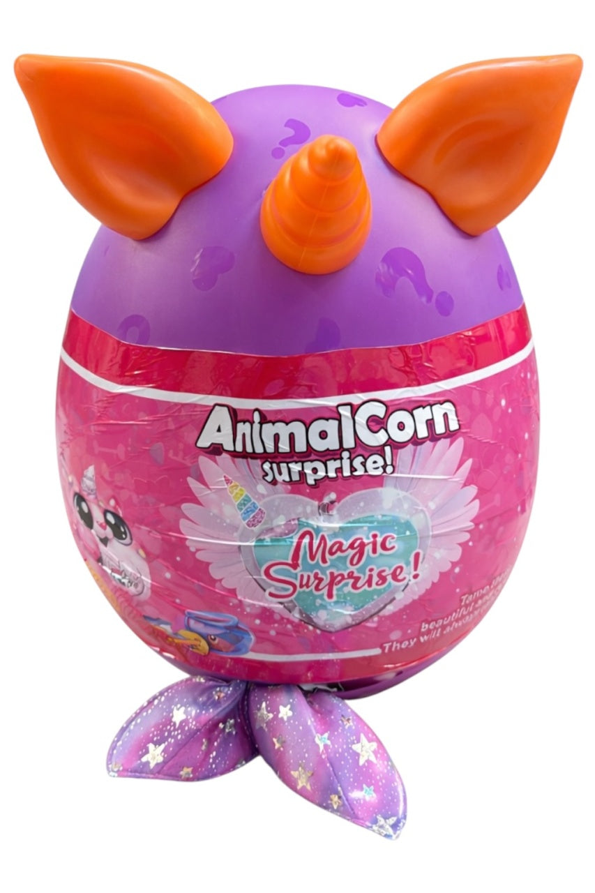 Jucărie de plus AnimalCorn cu surprize, din material plus, 40 cm, culori variate, dezvoltă creativitatea