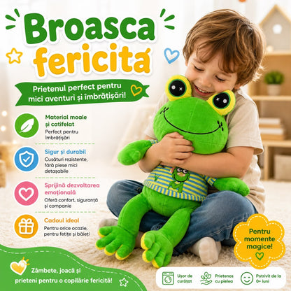 Jucărie de Plus Broască Verde pentru Copii și Bebeluși, 50cm, Moale și Catifelată, Cadou pentru Fete și Băieți