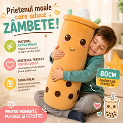 Jucărie de Pluș Bubble Tea Maro, 80 cm, Pernă Plus Gigantă, Moale și Pufoasă, Cadou pentru Copii