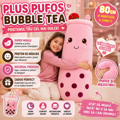 Jucărie de Pluș Bubble Tea Roz, 80 cm, Pernă Plus Gigantă, Moale și Catifelată