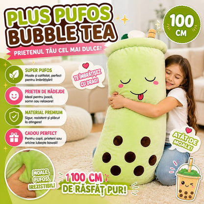 Jucărie de Pluș Bubble Tea Verde, 100 cm, Pernă Plus Gigantă, Moale și Pufoasă