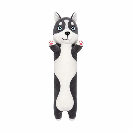 Jucărie de pluș cățel Husky 110 cm – pernă lungă, pluș moale