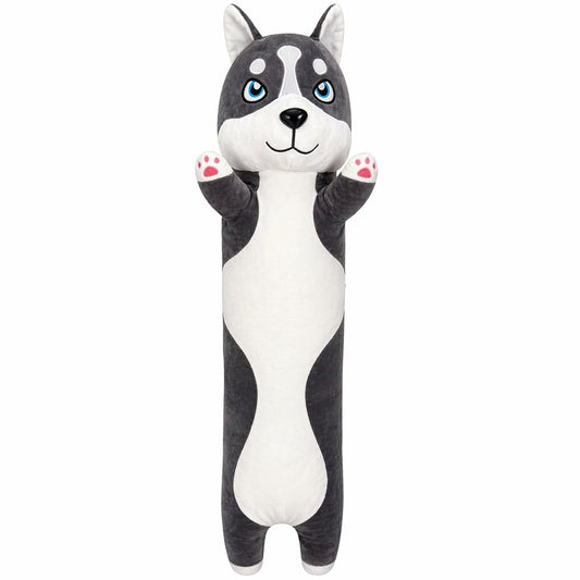 Jucărie de pluș cățel Husky 110 cm – pernă lungă, pluș moale