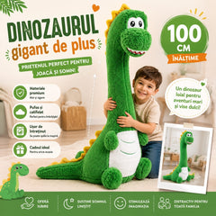 Jucărie de Plus Dinozaur Gigant 100 cm, Moale și Catifelată, Pernă de Îmbrățișat, Cadou pentru Copii