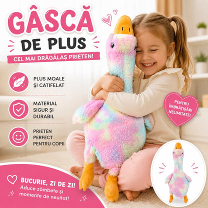 Jucărie de Plus Gâscă Multicoloră pentru Copii 50cm , Moale și Catifelată, Jucarie de Pluș