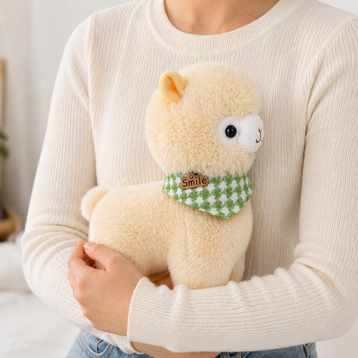 Jucărie de pluș lamă, galbenă 25 cm – pluș moale decorativ