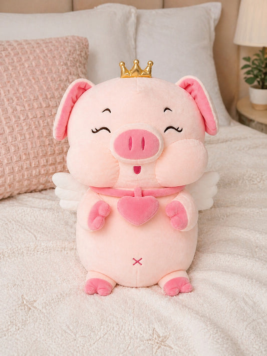 Jucărie de pluș porcușor roz 45 cm – pluș moale cu coroniță, jucărie adorabilă pentru copii