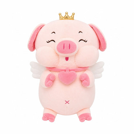 Jucărie de pluș porcușor roz 45 cm – pluș moale cu coroniță, jucărie adorabilă pentru copii