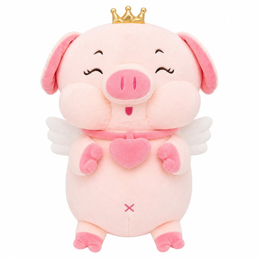 Jucărie de pluș porcușor roz 45 cm – pluș moale cu coroniță, jucărie adorabilă pentru copii
