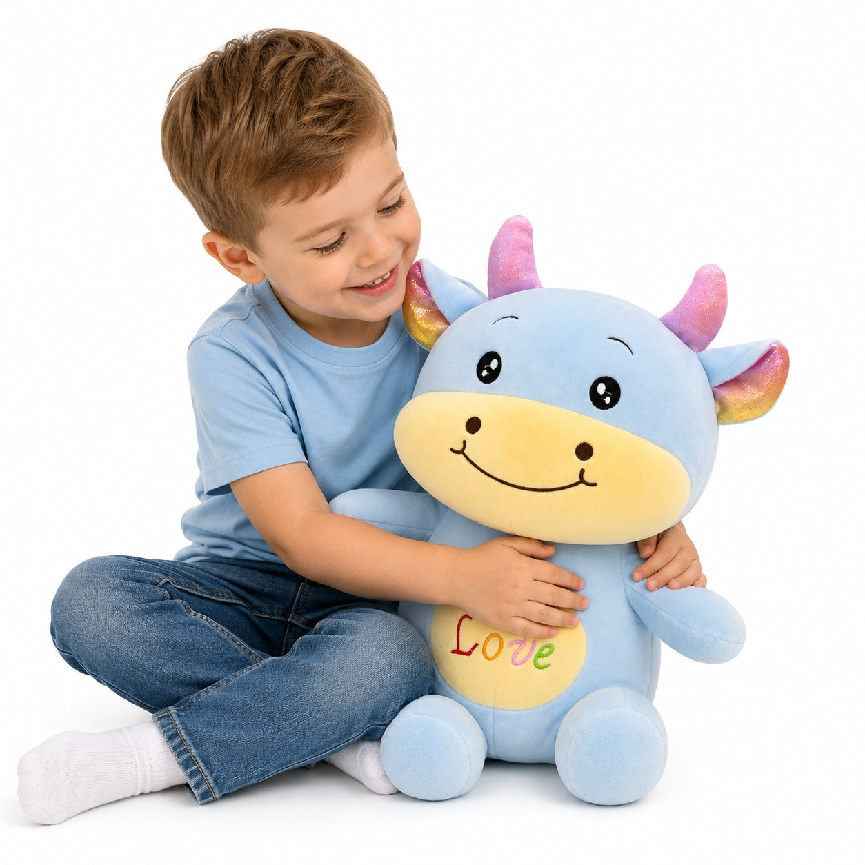 Jucarie de plus vacuta albastra 45 cm – plus moale, design adorabil