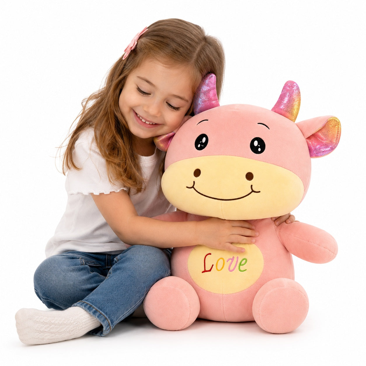 Jucarie de plus vacuta roz 45 cm – plus moale, design adorabil