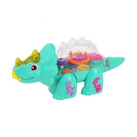 Jucarie Dinozaur Triceratops cu Roti si Mecanisme Vizibile , 24 cm